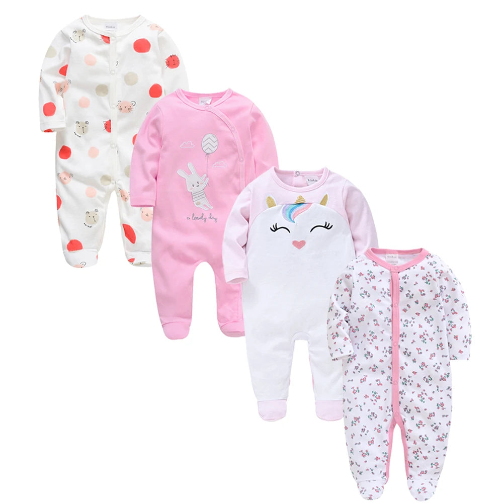 3/4 Pcs a Lot  Baby Boy Rompers Newborn Cotton Girls Clothes Long Sleeve Summer Soft Jumpsuit O-Neck 0-12M Onesie Clothing