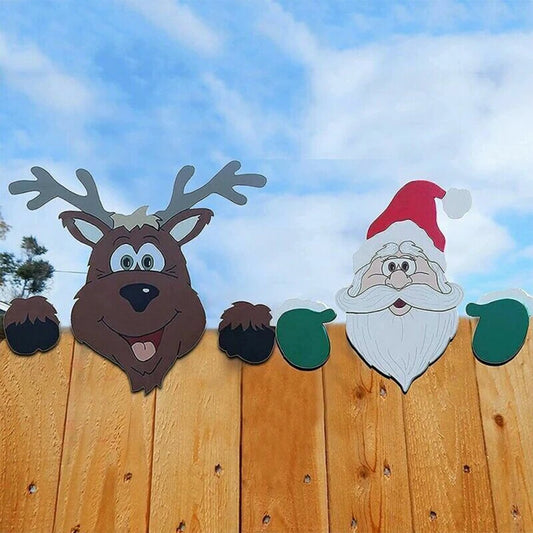 Christmas Outdoor Fence Art Sign Ornament Versatile Peeking Garden Yard Decorations Cute for Garden Yard Patio Decor