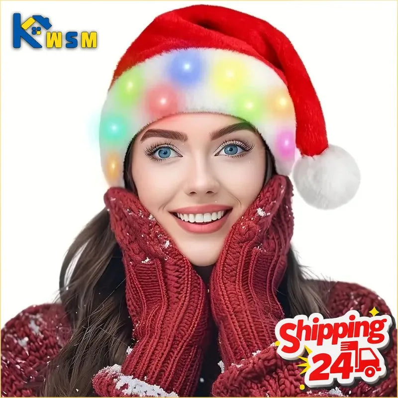 LED Plush Christmas Santa Hats