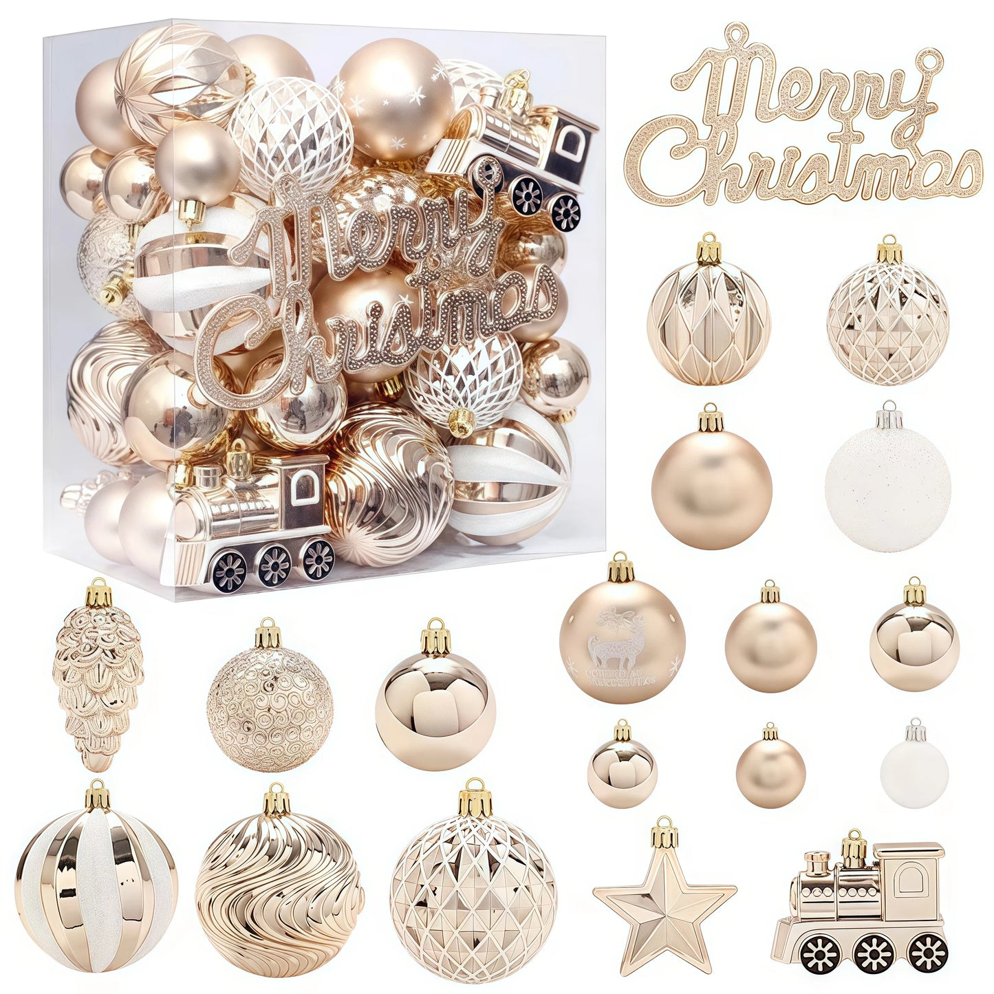 Champagne Gold Christmas Ball Ornaments