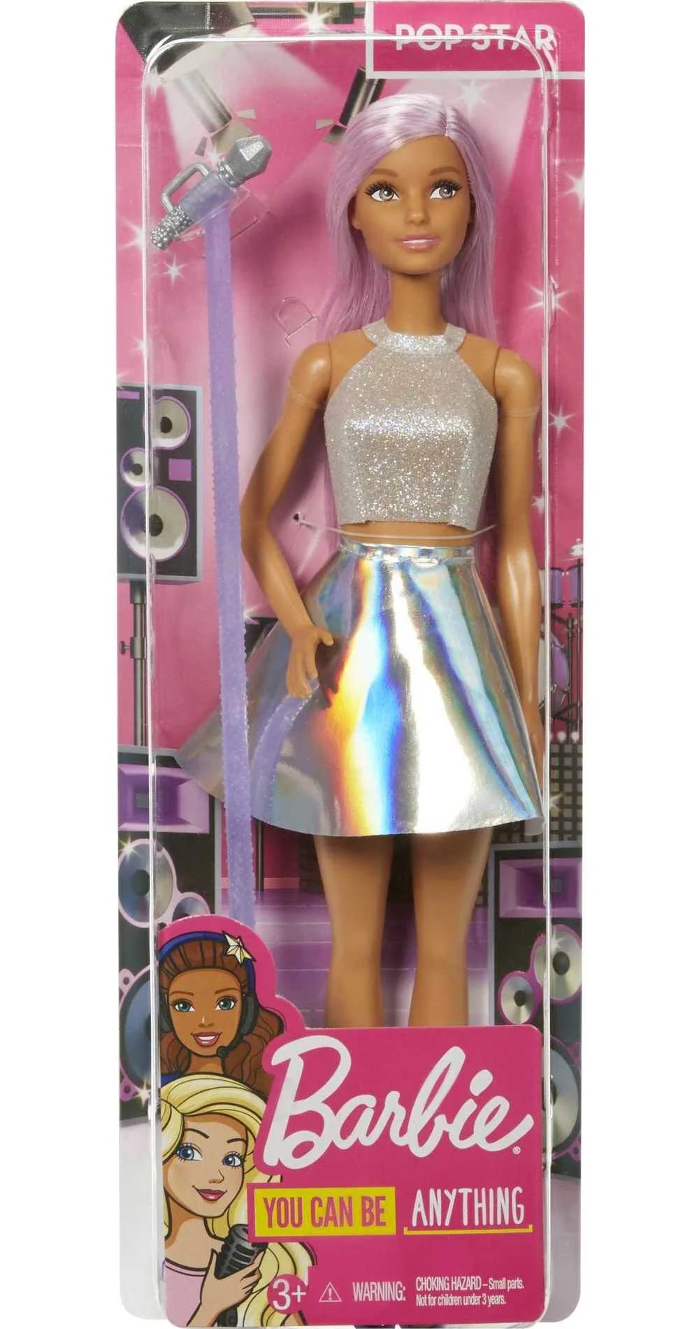 (2 Pack)  Pop Star Fashion Doll Dressed in Iridescent Skirt with Pink Hair & Brown Eyes
